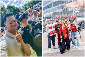 Gedimino pastangomis Lietuvos trispalvė plazda viename didžiausių Jungtinės Karalystės stadionų