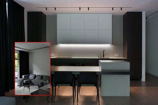 Santūrus, bet įtaigus: 70 kv. m bute kiekviena plokštuma turi savo vaidmenį