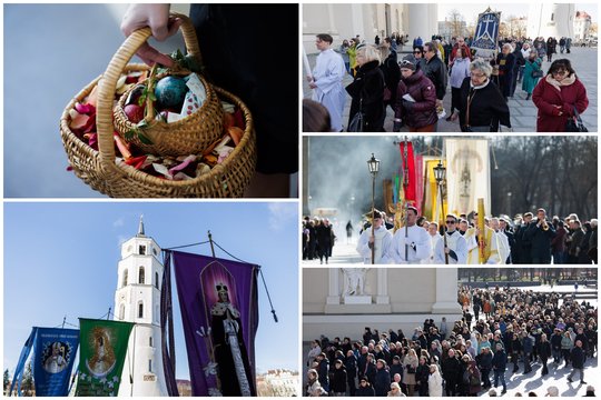 Velykų rytą prie Katedros – minia tikinčiųjų: užfiksavo iškilmingą procesiją