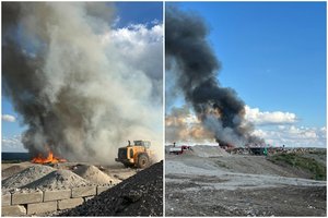 Kėdainių rajone esančiame sąvartyne kilo gaisras – jį gesino gausios ugniagesių pajėgos