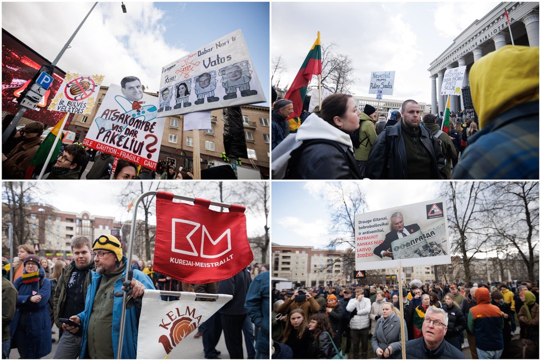 Tūkstantinė minia, rodanti, kad jai ne vis vien: užfiksavo protestą už laisvą žodį<br>V. Skaraičio nuotr.
