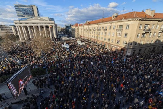 Prie Seimo – R. Miliūtės gestas valdančiajai daugumai: iškėlė vidurinį pirštą