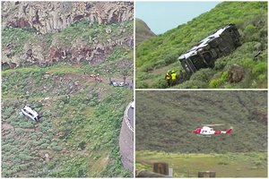 Kanarų salose – skaudi nelaimė: turistų autobusas nusirito nuo šlaito, yra žuvusių