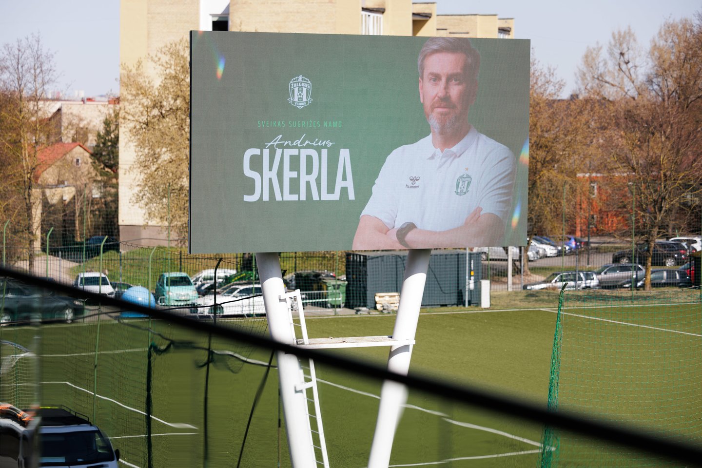 Vilniaus Žalgirio stadionas ir Andrius Skerla ekrane<br>Vyginto Skaraičio nuotr.