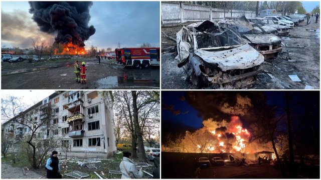 Kraupūs vaizdai iš Ukrainos: Rusijos smūgiai nusinešė mažiausiai 12 žmonių gyvybių