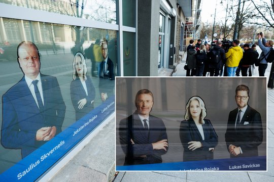 Siekia atsiriboti visomis išgalėmis? Ant demokratų būstinės nebeliko S. Skvernelio veido