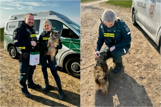 Pareigūnai išgelbėto šunelio nepamiršo – niekam nereikalingą keturkojį aplankė ir po mėnesio