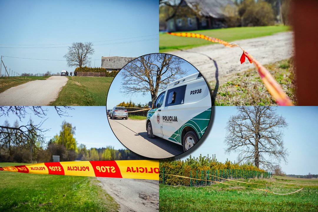 Policijos apsupta sodyba Panevėžio rajone<br>Lrytas koliažas