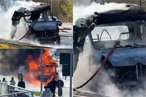 Vilniuje užsidegė gatve važiavęs krovininis mikroautobusas: kilo spūstys