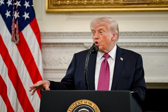 „Įmonės turėtų mokėti žmonėms“: D. Trumpas ėmė girtis neįmanomais rezultatais