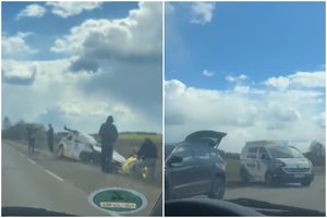 Smarkus sunkvežimio ir „Toyota“ susidūrimas Varėnos r. – nukentėjo žmogus