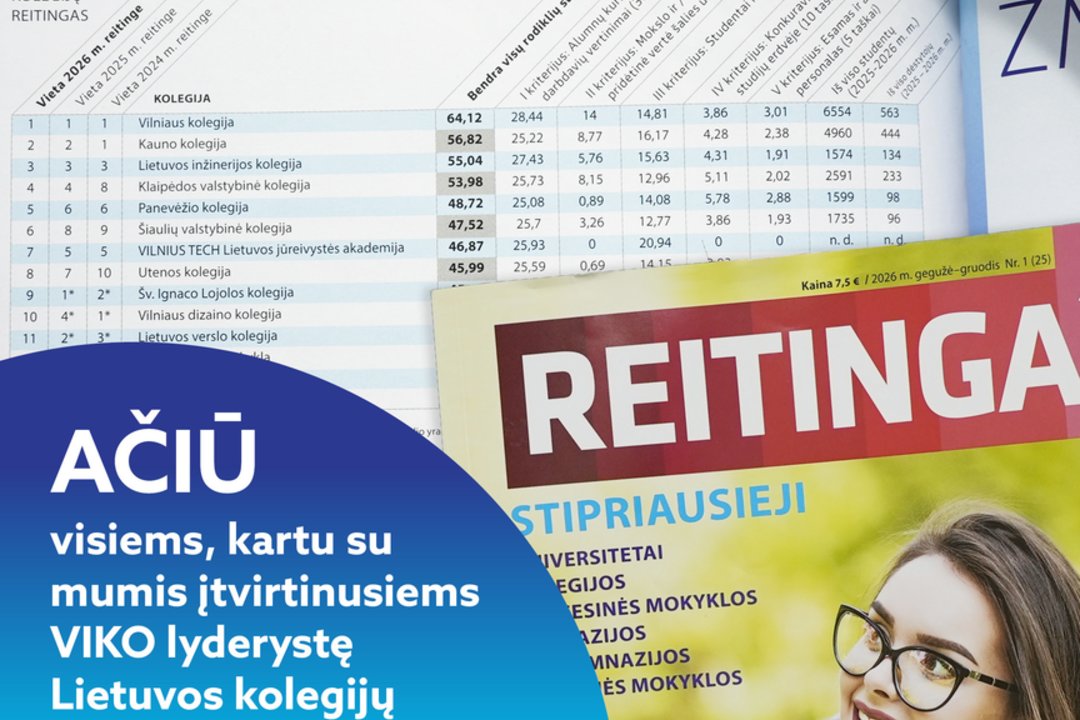 Vilniaus kolegija – nacionalinių reitingų lyderė