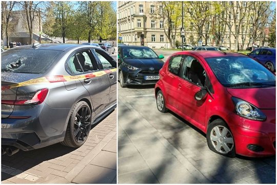 Vilniaus centre rankų nevaldantis vandalas žiauriai suniokojo tris automobilius