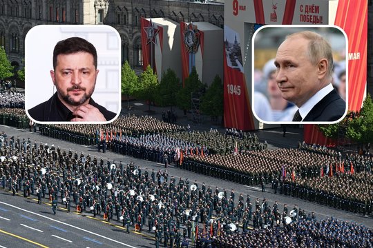 Karas Ukrainoje. Dėl Pergalės dienos parado Maskvoje – V. Zelenskio signalas V. Putinui