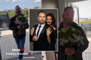 Per santuokos metines J. Butnorius žmoną stebina simbolišku gestu: „Čia jau mano, kaip vyro, pareiga“