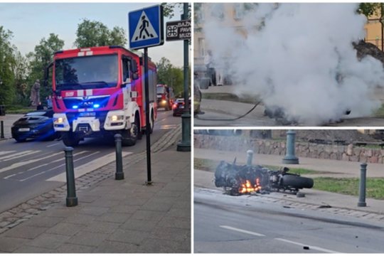 Vaizdai iš įvykio vietos: Vilniuje susidūrė motociklas ir automobilis „Porsche“