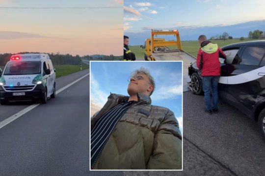 Po koncerto paryčiais namo skubėjęs L. Karalius pateko į avariją: rėžėsi į atitvarus
