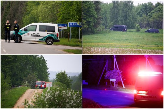 Gausios pajėgos ir saugoma teritorija: kadruose – vaizdai iš Utenos rajono, kur nukrito dronas