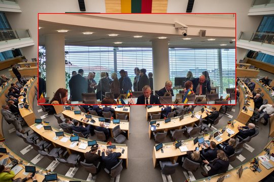 Seimo posėdžio metu šalia salės – socialdemokratų šventė