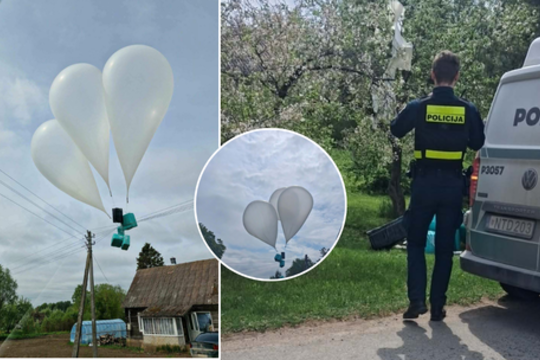Gyventojai to savo kieme pamatyti nesitikėjo – ant laidų pakibo kontrabandiniai balionai, keli sprogo