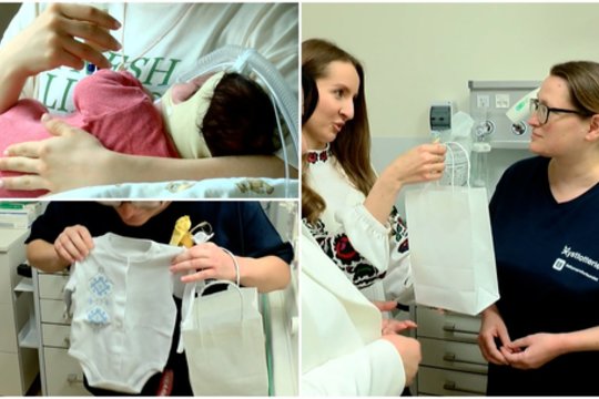 Kauno klinikose gydomiems naujagimiams įteiktos ukrainietiškos Vyšyvankos: kiekviena jų turi savo istoriją