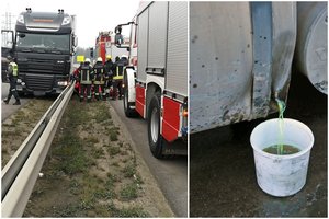 Didelė avarija Panevėžio aplinkkelyje: sunkvežimiui įsirėžus į atitvarus sustabdytas eismas