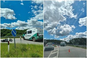 Kaune susidūrė motociklas ir „Mercedes-Benz“ – motociklininkas išvežtas į ligoninę