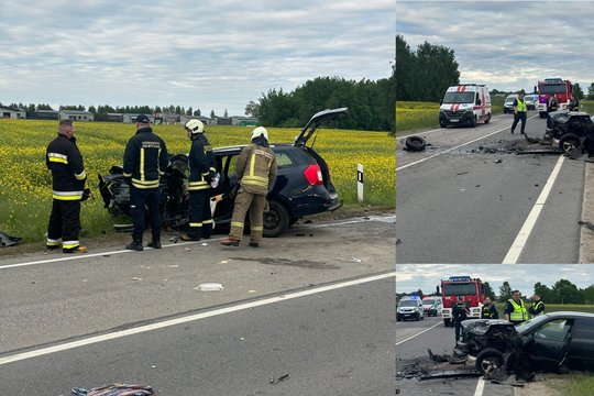 Didelė avarija Kauno rajone – susidūrus automobiliams sužaloti penki žmonės