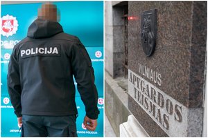 Prokuratūra: buvęs policininkas šlapinosi ant uniformos, išniekino herbą, jis turi būti nuteistas