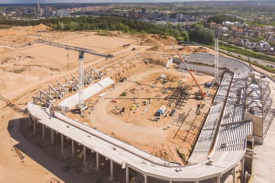 Įsibėgėja Nacionalinio stadiono statybos: pamatykite, kaip futbolo paminklas atrodo dabar
