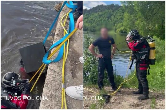 Vilniaus kriminalistai atskleidė stambią vagystę – sulaikyti du įtariamieji, iš Neries ištrauktas seifas