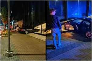 Pradaužęs vitrininę stiklinę sieną Vilniuje į viešbučio restoraną įskriejo BMW