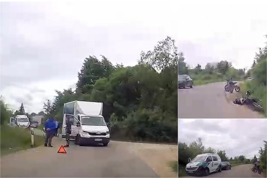 Vilniaus rajone susidūrė sunkvežimis ir merginos vairuojamas elektrinis motociklas – prireikė medikų pagalbos