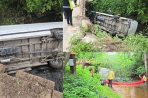 Incidentas Dzūkijoje – nuo tilto nuslydęs automobilis nugarmėjo į upę: prireikė gelbėtojų