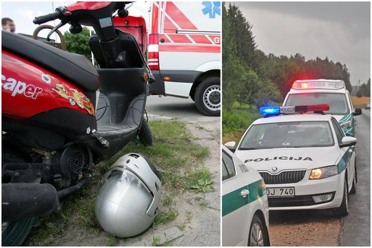 Tragedija Ukmergės r.: žuvo motoroleriu važiavęs vyras, nuo smūgio į stulpą net skilo šalmas