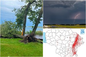 Liūtys ir virš 3 tūkst. žaibų: skelbia, kur audra šėlo smarkiausiai