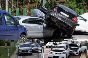 Vilniaus Vakariniame aplinkkelyje – masinė avarija: susidūrė septyni automobiliai