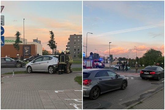 Judrioje Vilniaus gatvėje „Porsche“ ir „Toyota Prius“ susidūrimas – sulėkė visos tarnybos