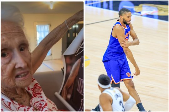 „Knicks“ žvaigždė pergale NBA čempionate džiaugėsi kartu su jo mačus nepraleidusia 95-erių senjore