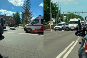 Aleksote – skaudi avarija: motociklo vairuotojas gabenamas į ligoninę