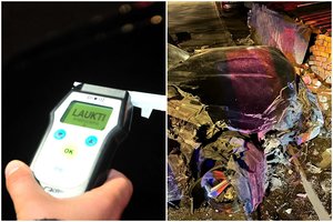 Lazdijų r. girta moteris nesuvaldė savo automobilio BMW ir trenkėsi į kitą mašiną