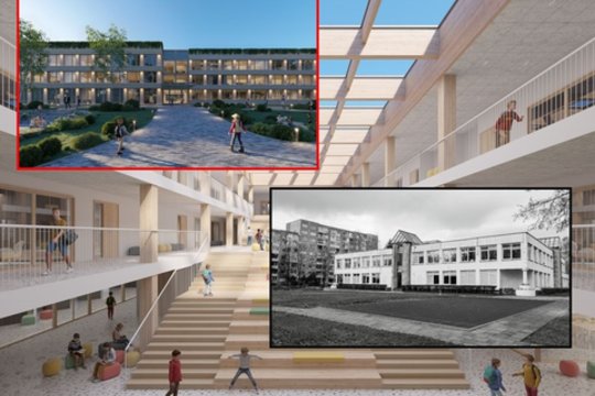 Pašilaičiuose planuojama įspūdinga mokyklos transformacija: plotas išaugs daugiau nei dvigubai