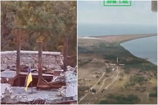 Karas Ukrainoje. Rusai buvo priversti bėgti: simboliškoje vietoje Ukraina iškėlė savo vėliavą