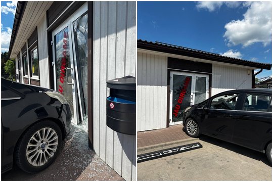 Į parduotuvę automobiliu Jurbarko pakraštyje įvažiavusi moteris iš įvykio vietos spruko pėsčiomis