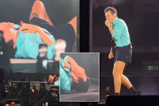 Harry Styles koncerte – netikėtas incidentas: atlikėjas sukniubo scenoje