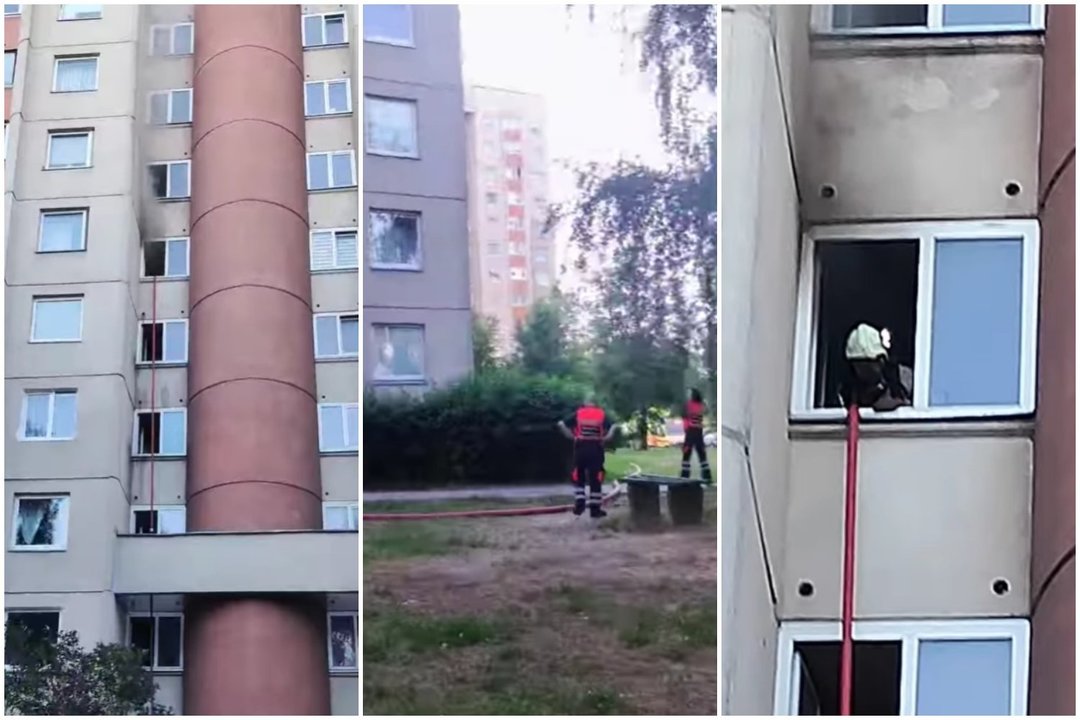 Per gaisrą iš Vilniaus daugiabučio evakuota 60 žmonių, du gyventojai incidento pabaigos sulaukė ant stogo