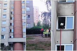 Per gaisrą iš Vilniaus daugiabučio evakuota 60 žmonių, du gyventojai incidento pabaigos sulaukė ant stogo