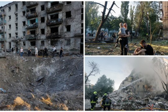 Masinės rusų atakos taikiniais Kyjive tapo daugiabučiai: šimtai namų paveikti sprogimų bangos