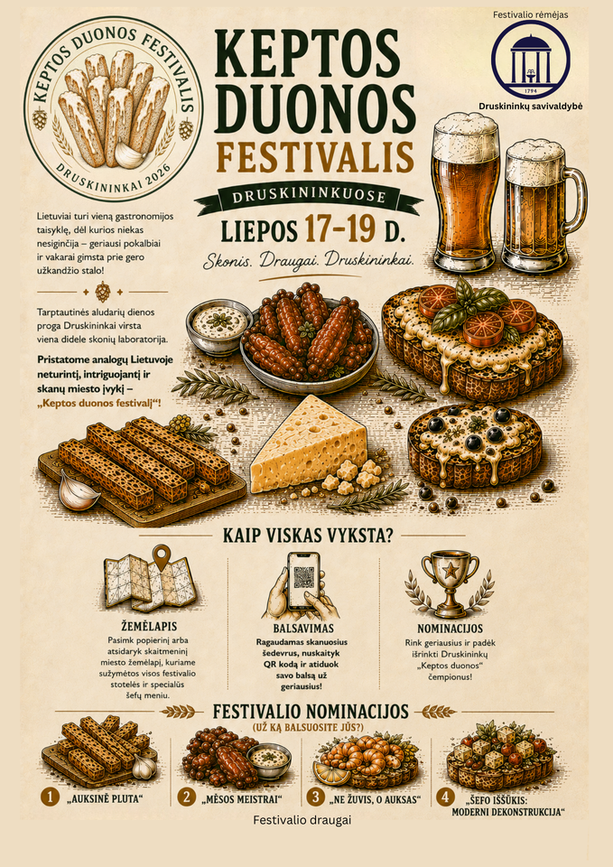 Liepos 17–19 dienomis Druskininkupse vyks „Keptos duonos festivalis“
