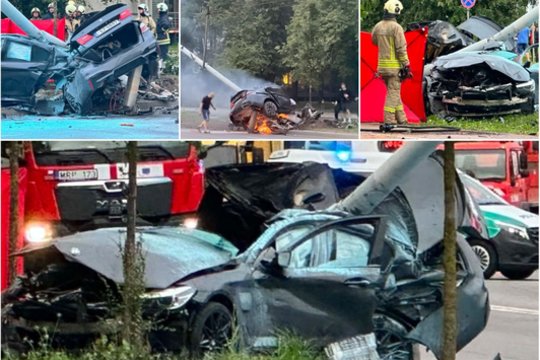 Kraupi avarija Vilniuje: merginos vairuojamas BMW rėžėsi į stulpą, žuvo du žmonės
